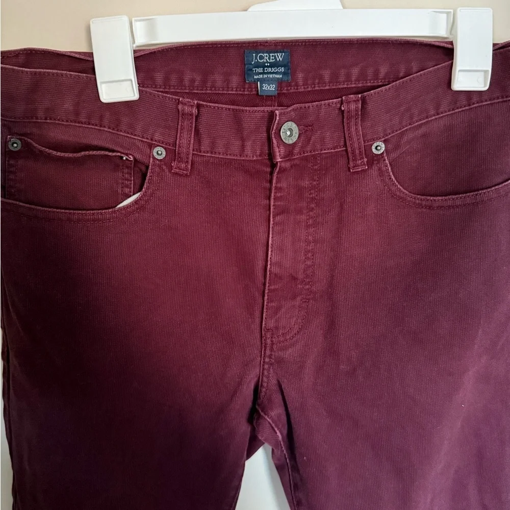Men’s J. Crew burgundy The Driggs Corduroy Straight Leg Slim Fit Pants Sz 32x32